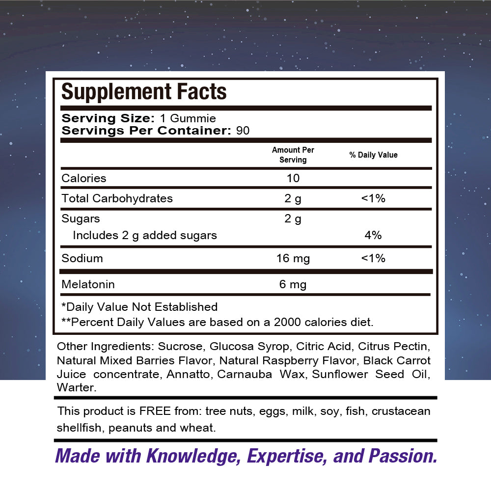 Health Dose Melatonin 6 mg Extra Strength Gummy, for Restful Sleep Supplements for Adult Mixed Berries Flavor 90 Gummies. - healthdoseusa
