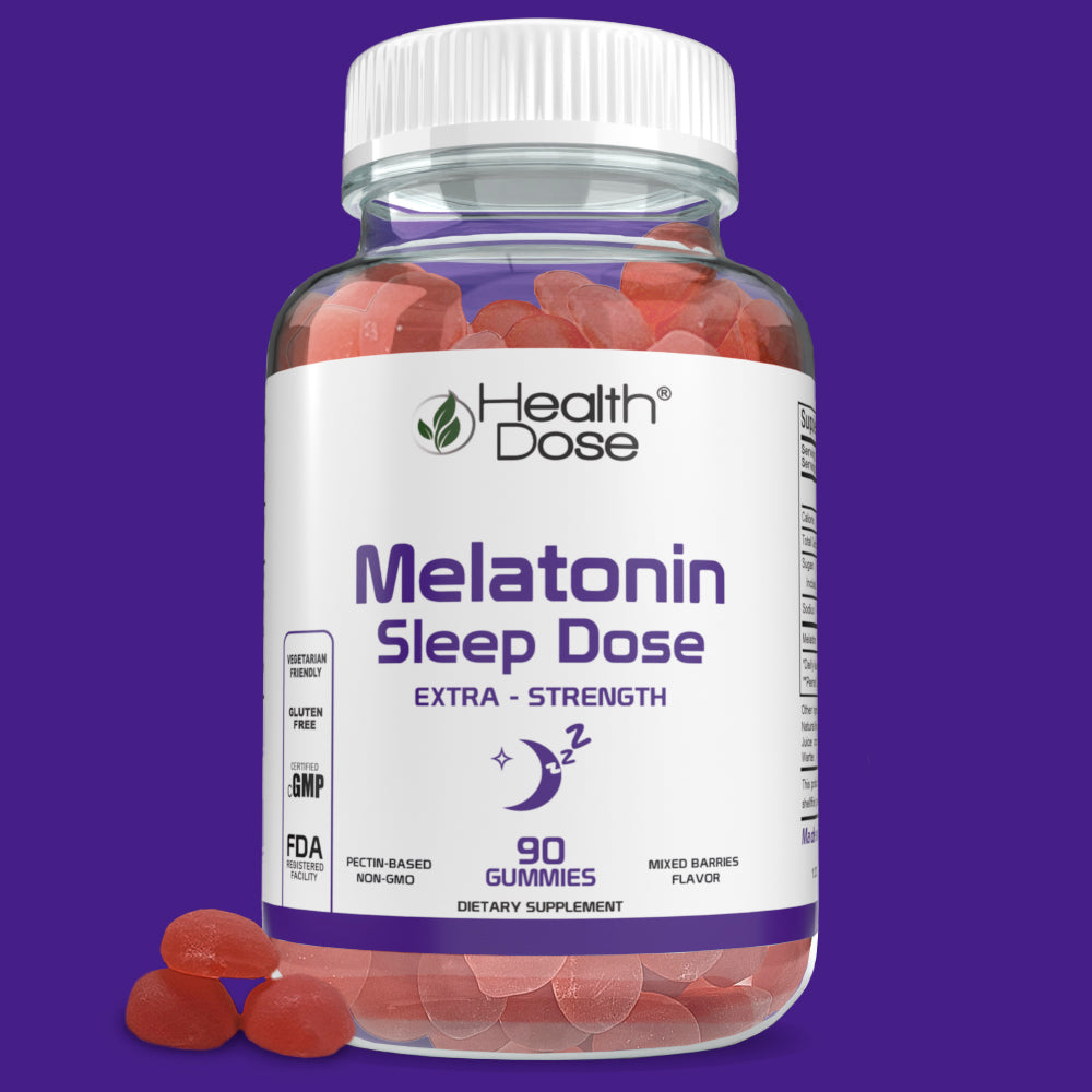 Health Dose Melatonin 6 mg Extra Strength Gummy, for Restful Sleep Supplements for Adult Mixed Berries Flavor 90 Gummies. - healthdoseusa