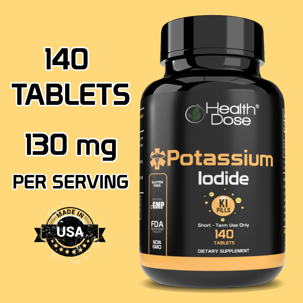 Potassium Iodide KI Supplement. Thyroid Support. 130mg. 140 Tablets - healthdoseusa