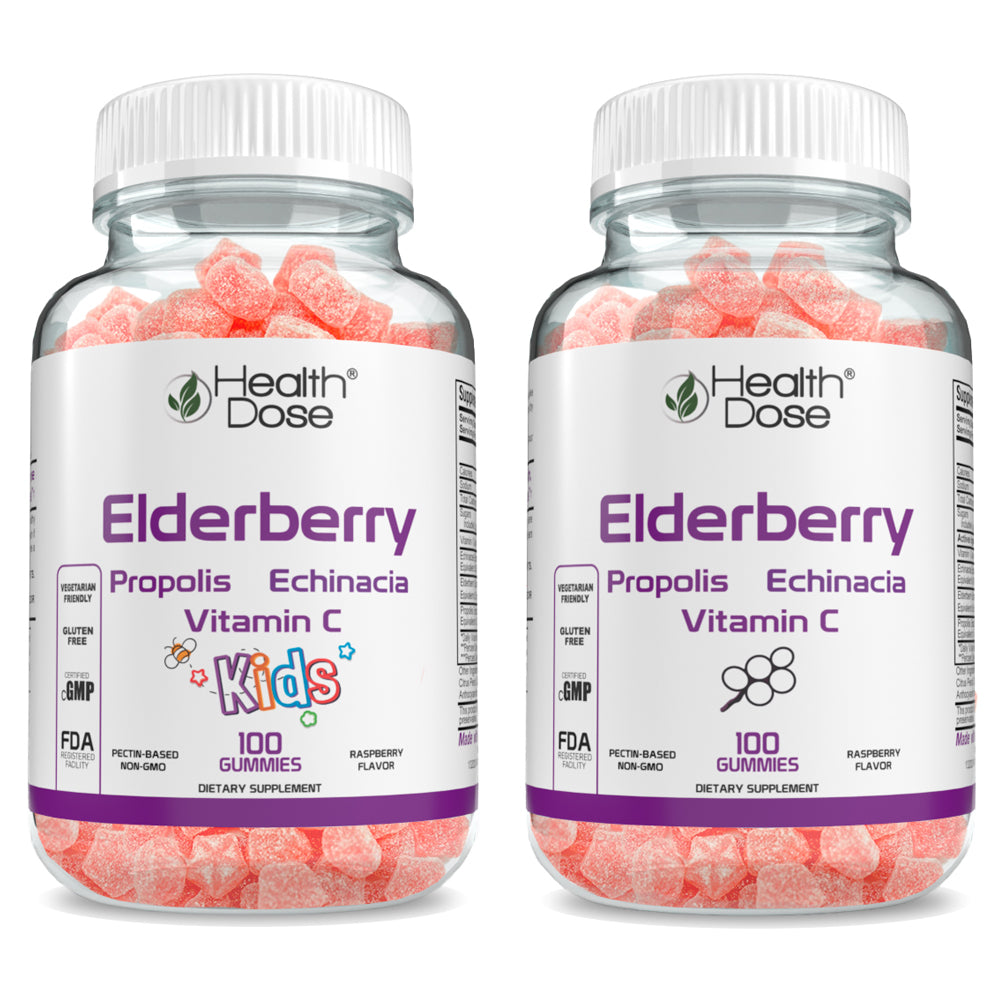 Health Dose Elderberry Adult + Kids Gummies x 200 count - healthdoseusa