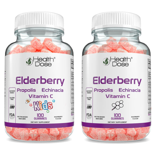 Health Dose Elderberry Adult + Kids Gummies x 200 count - healthdoseusa