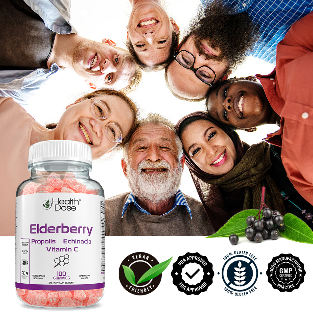 Health Dose Elderberry Adult + Kids Gummies x 200 count - healthdoseusa