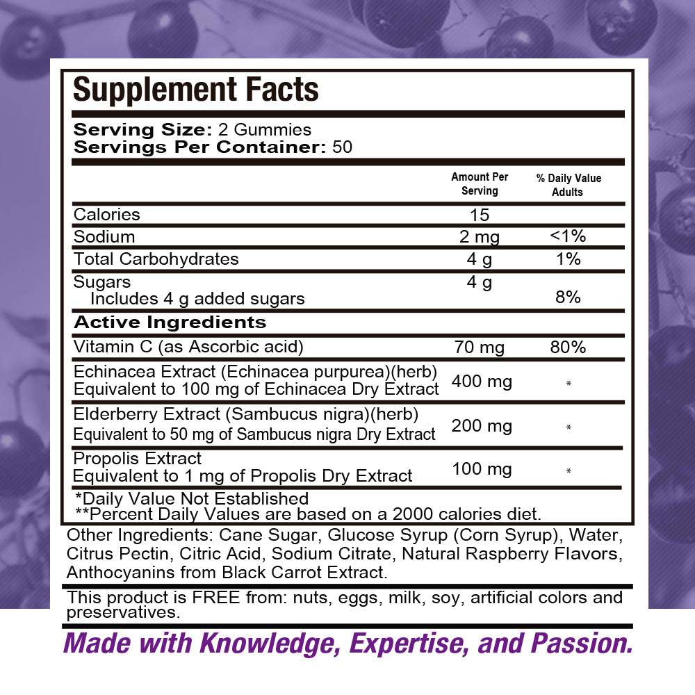 Elderberry Gummies. Immune System Support. For Adults. 100 Gummies - healthdoseusa