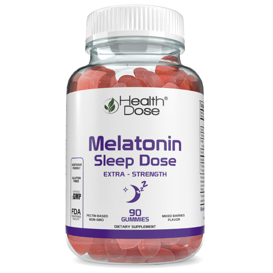 Health Dose Melatonin 6 mg Extra Strength Gummy, for Restful Sleep Supplements for Adult Mixed Berries Flavor 90 Gummies. - healthdoseusa