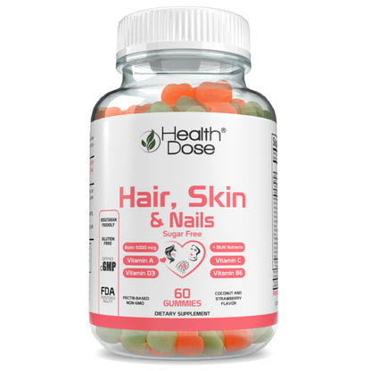 Hair Skin Nails Biotin. 60 Count Gummies.
