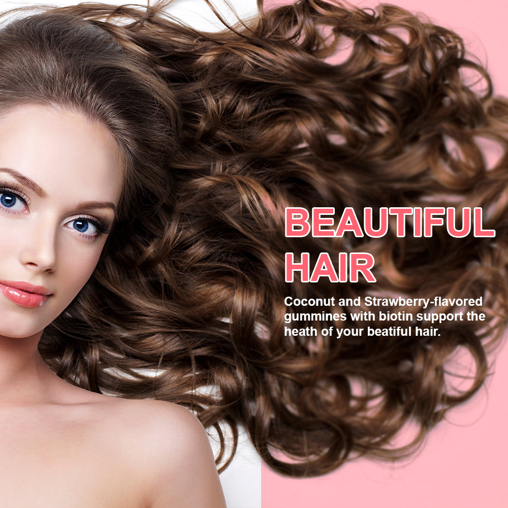 Hair Skin Nails Biotin. 60 Count Gummies.