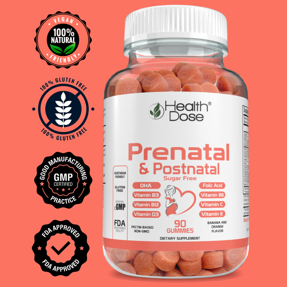 Prenatal & Postnatal Vitamins. 90 Count Gummies.