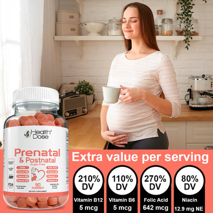 Prenatal & Postnatal Vitamins. 90 Count Gummies.