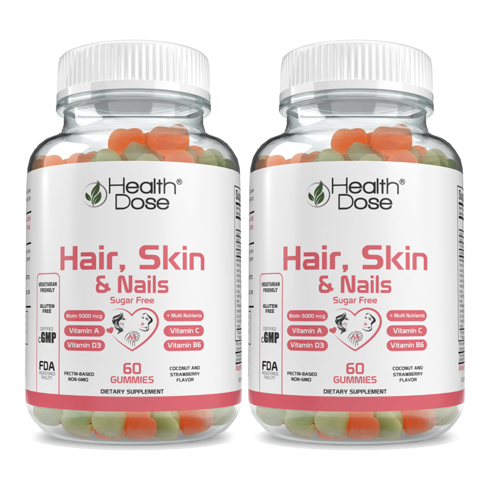 Hair Skin Nails Biotin. 60 Count Gummies.