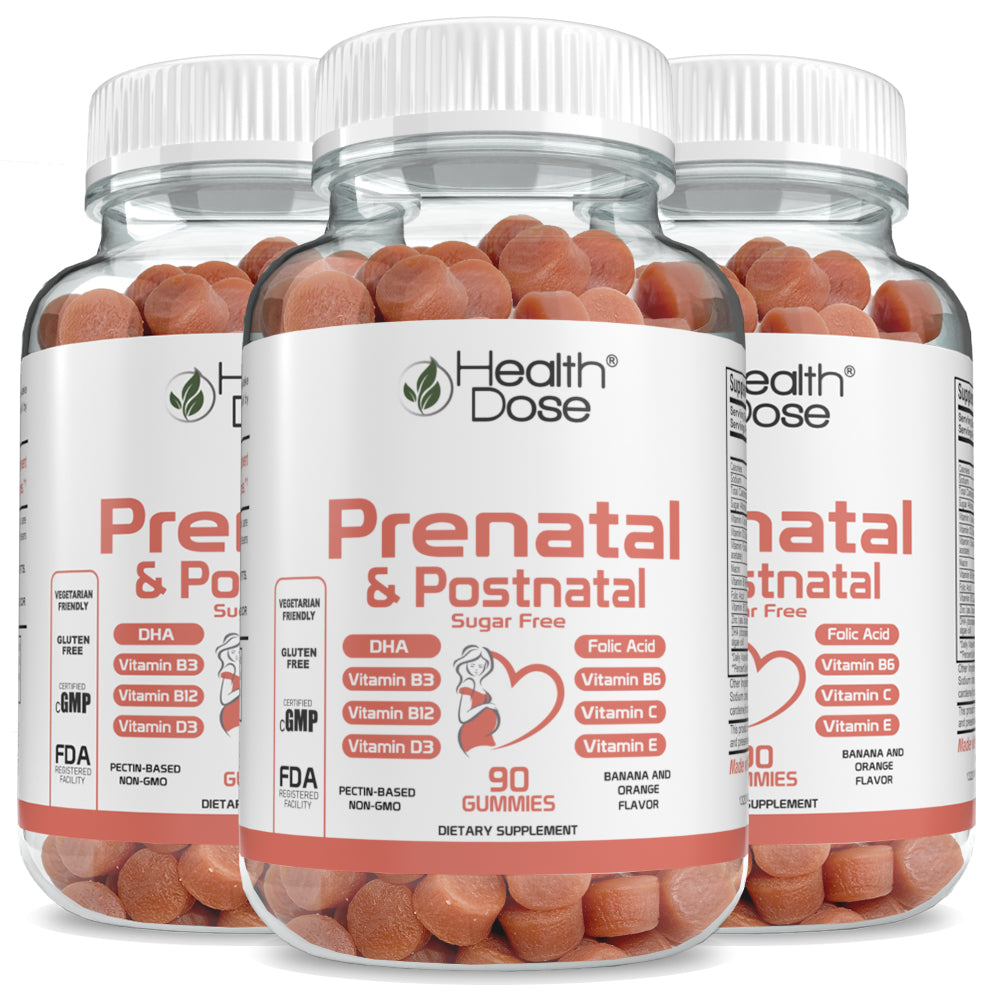 Prenatal & Postnatal Vitamins. 90 Count Gummies.