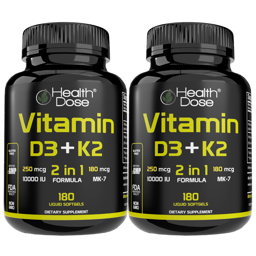 Vitamin D3 + K2. 180 Liquid Softgels