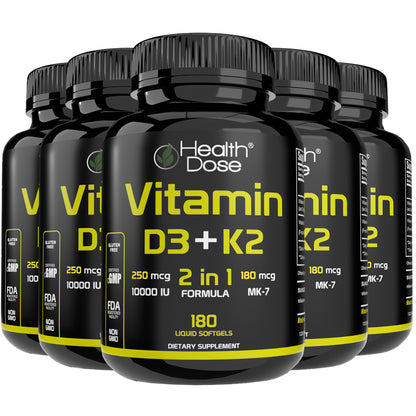 Vitamin D3 + K2. 180 Liquid Softgels