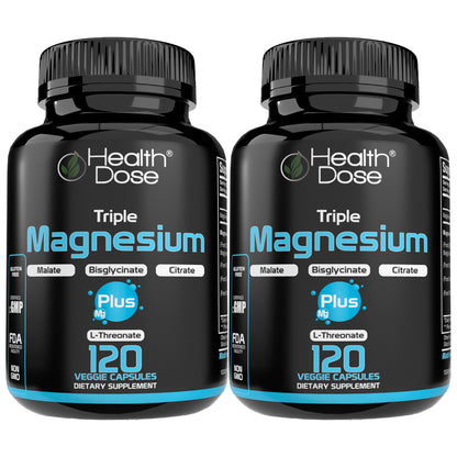 Health Dose Triple Magnesium + L-threonate.120 Capsules