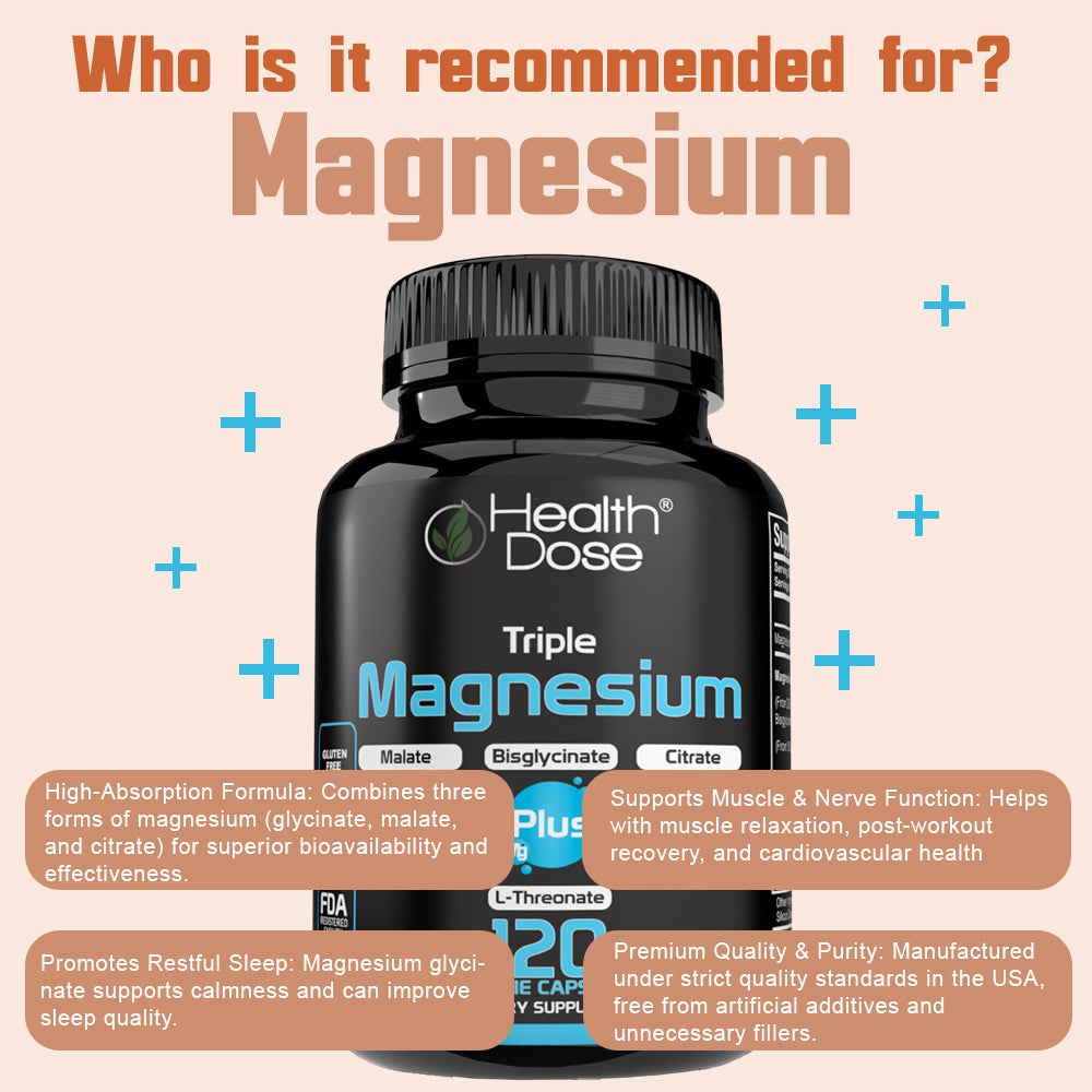Health Dose Triple Magnesium + L-threonate.120 Capsules