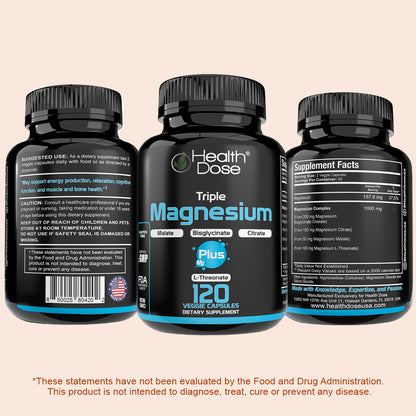 Health Dose Triple Magnesium + L-threonate.120 Capsules
