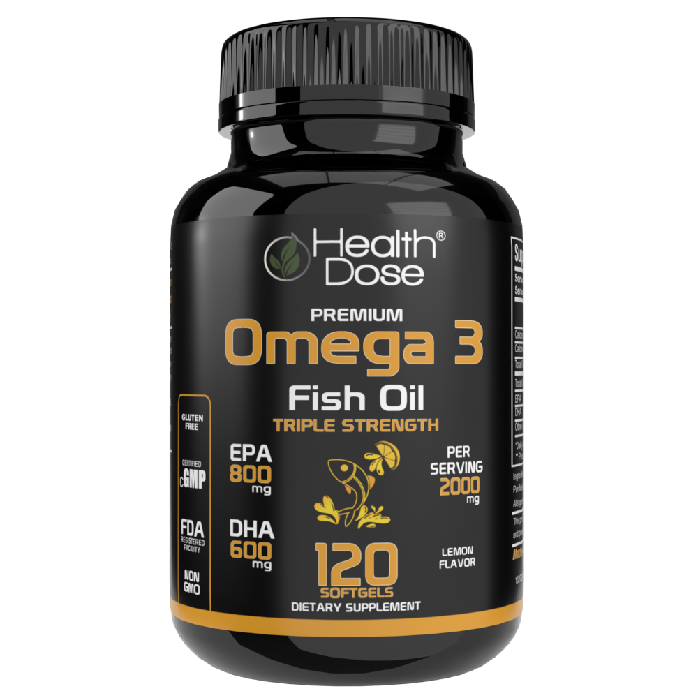 Premium Omega 3 Fish Oil Triple Strength. 120 Softgels