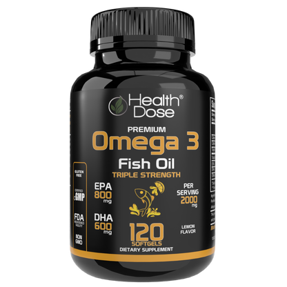 Premium Omega 3 Fish Oil Triple Strength. 120 Softgels