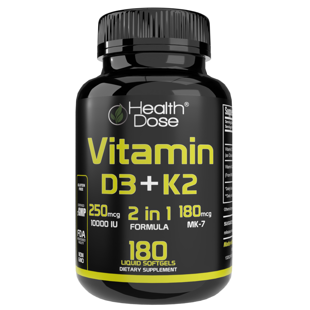 Vitamin D3 + K2. 180 Liquid Softgels