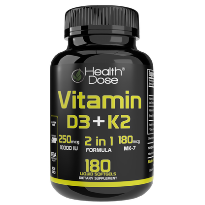 Vitamin D3 + K2. 180 Liquid Softgels