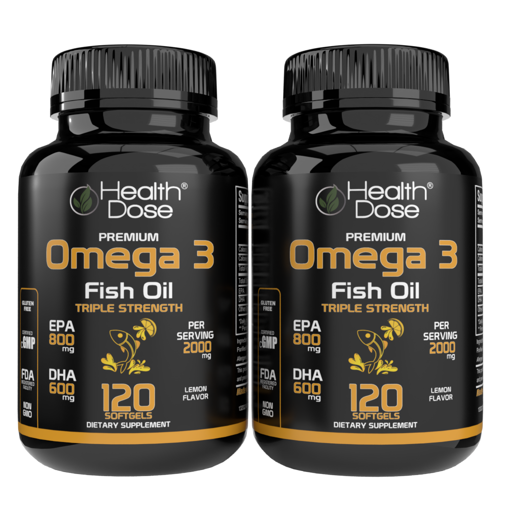 Premium Omega 3 Fish Oil Triple Strength. 120 Softgels