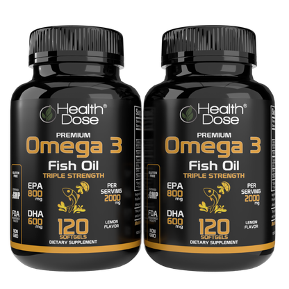 Premium Omega 3 Fish Oil Triple Strength. 120 Softgels