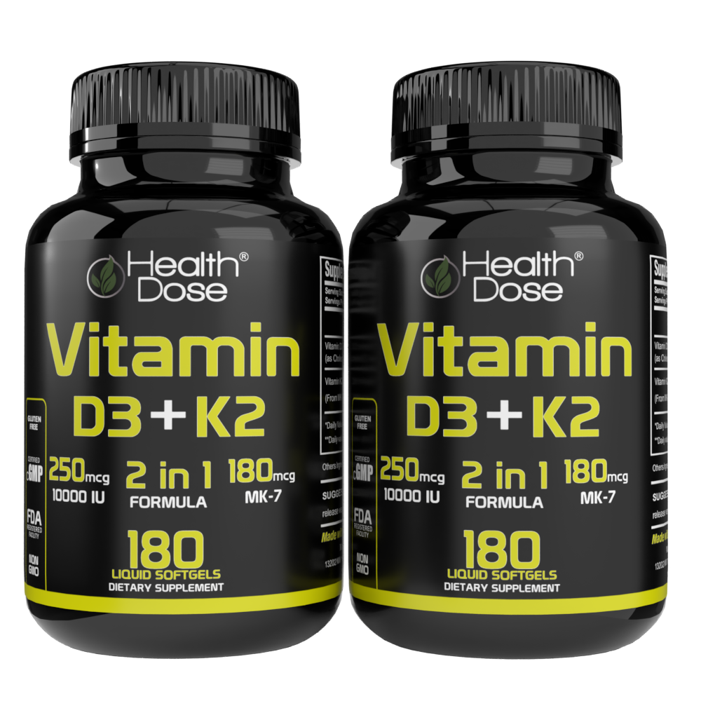 Vitamin D3 + K2. 180 Liquid Softgels