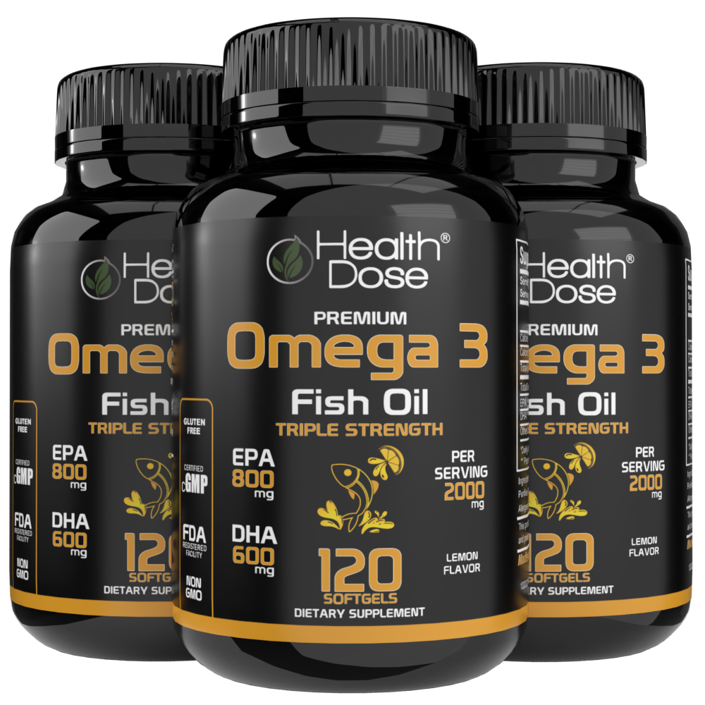 Premium Omega 3 Fish Oil Triple Strength. 120 Softgels