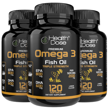 Premium Omega 3 Fish Oil Triple Strength. 120 Softgels