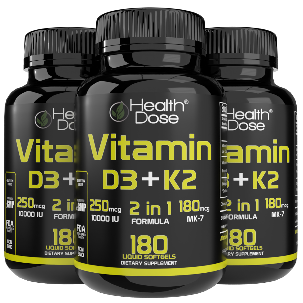 Vitamin D3 + K2. 180 Liquid Softgels