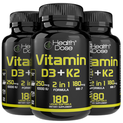 Vitamin D3 + K2. 180 Liquid Softgels
