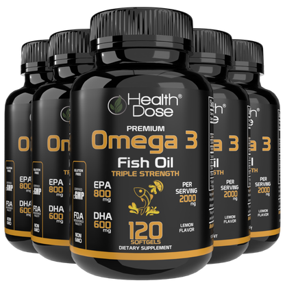 Premium Omega 3 Fish Oil Triple Strength. 120 Softgels