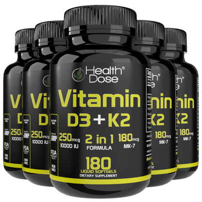 Vitamin D3 + K2. 180 Liquid Softgels
