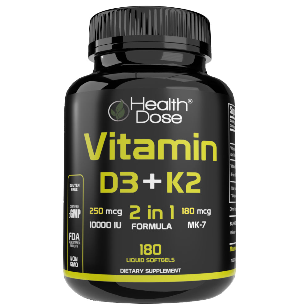 Vitamin D3 + K2. 180 Liquid Softgels