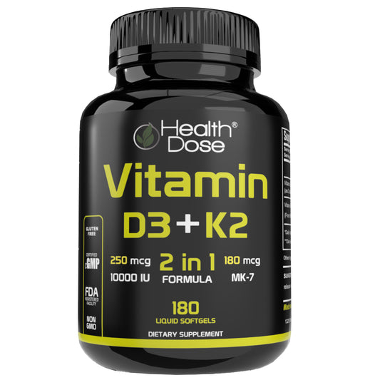 Vitamin D3 + K2. 180 Liquid Softgels