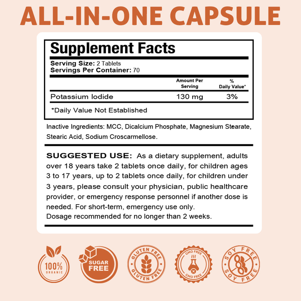 Potassium Iodide. 140 Tablets