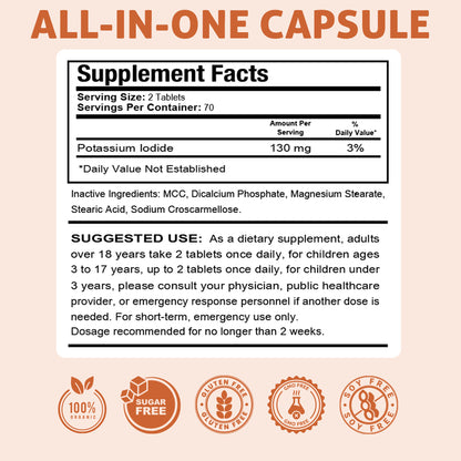Potassium Iodide. 140 Tablets