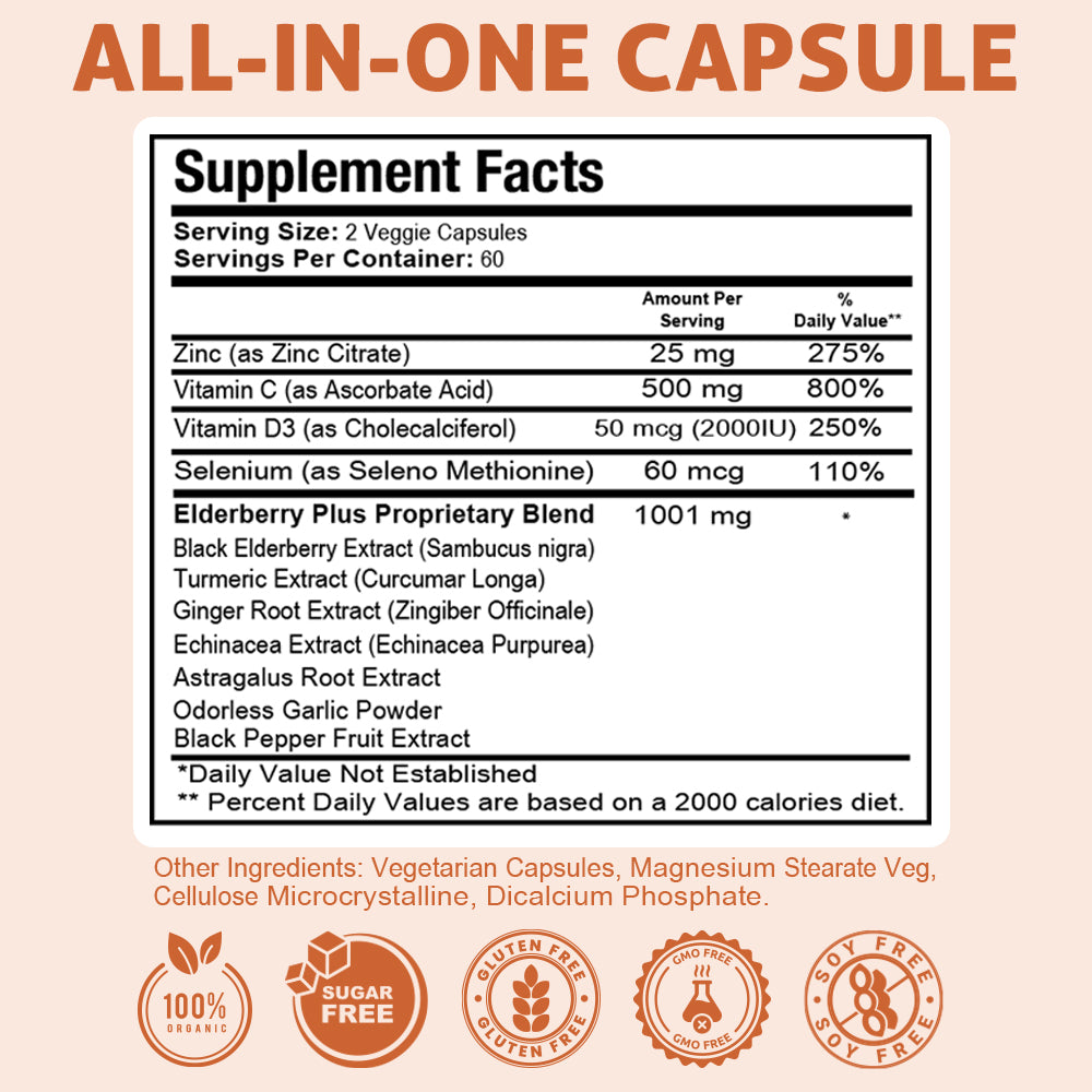 Elderberry Plus With Vitamin C & More 120 Capsules