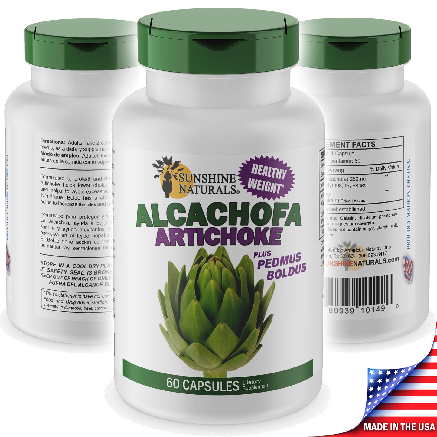 Sunshine Naturals Artichoke Supplement. Weight Loss and Liver Support. 60 Caps