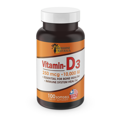 Sunshine Naturals Vitamin D3. 250 mcg. 100 Softgels