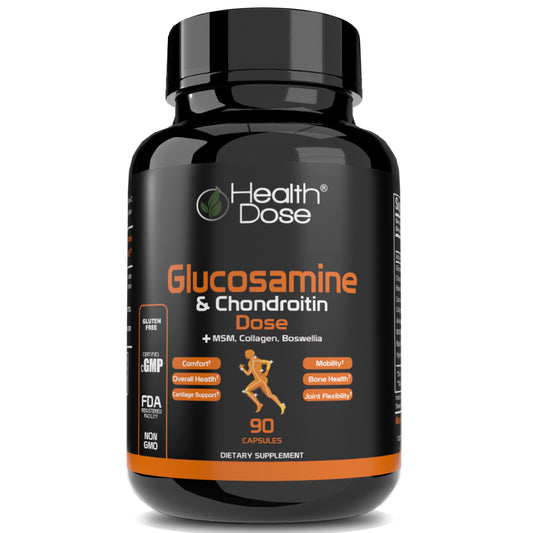 Health Dose Premium Joint Support - Glucosamine Chondroitin MSM Turmeric Boswellia & Hyaluronic Acid - Relieves Inflammation & Discomfort in Back, Knees & Hands - Antioxidant Properties - 90 Capsules - healthdoseusa