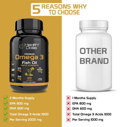 Health Dose Premium Omega 3 Fish Oil x 120 Softgels + Elderberry Plus. 120 Capsules - healthdoseusa