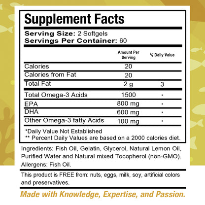 Health Dose Premium Omega 3 Fish Oil x 120 Softgels + Vitamin D3-K2. 180 Liquid Softgels - healthdoseusa