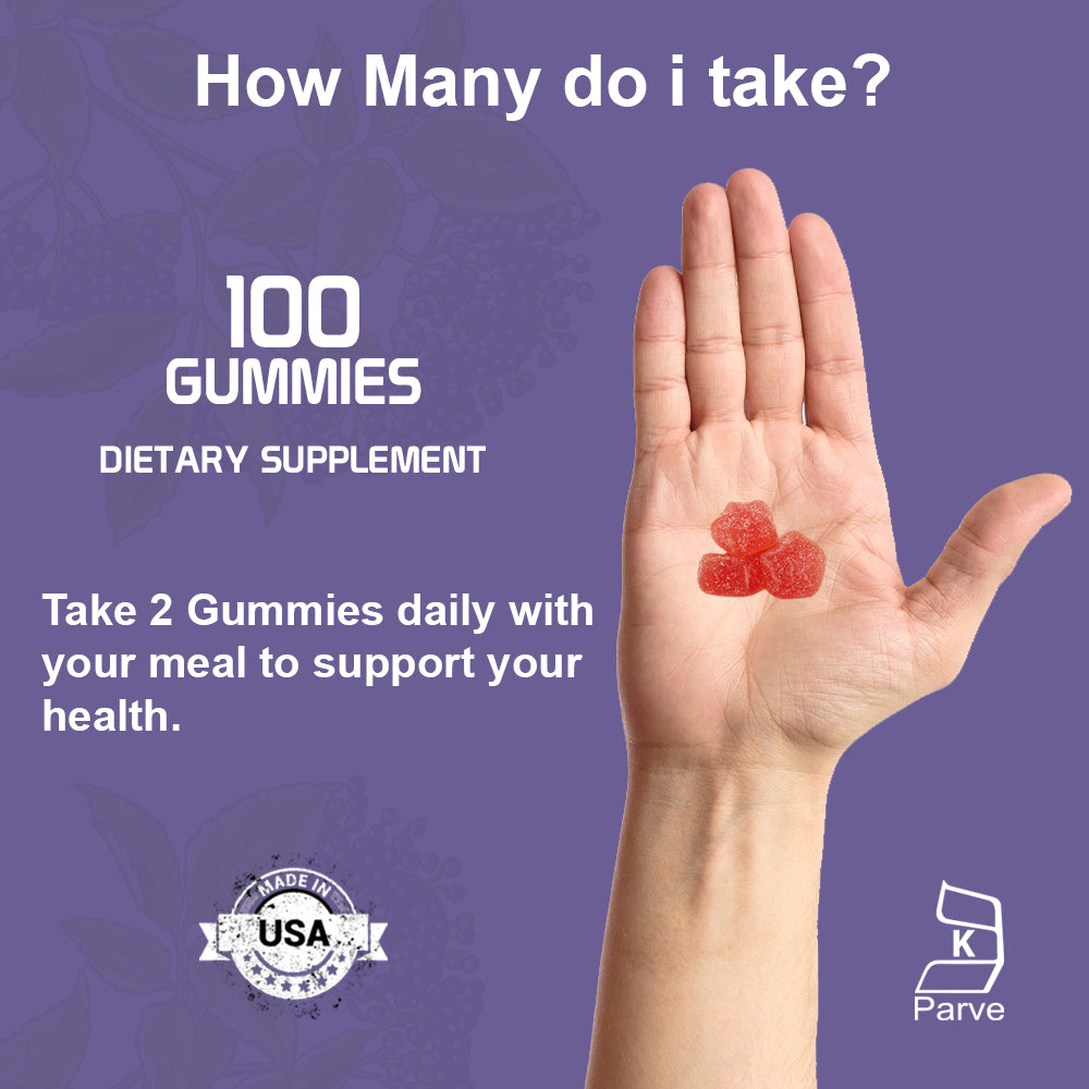 Elderberry Gummies. Immune System Support. For Adults. 100 Gummies - healthdoseusa