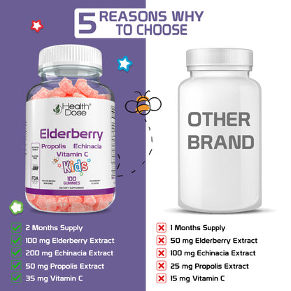 Health Dose Elderberry Adult + Kids Gummies x 200 count - healthdoseusa