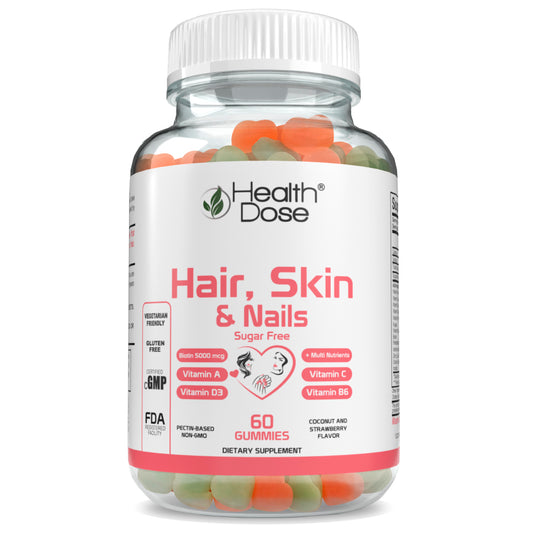 Hair Skin Nails Biotin 5000 mcg, Vitamin A,D3,C, B6, Sugar Free 60 Ct - healthdoseusa