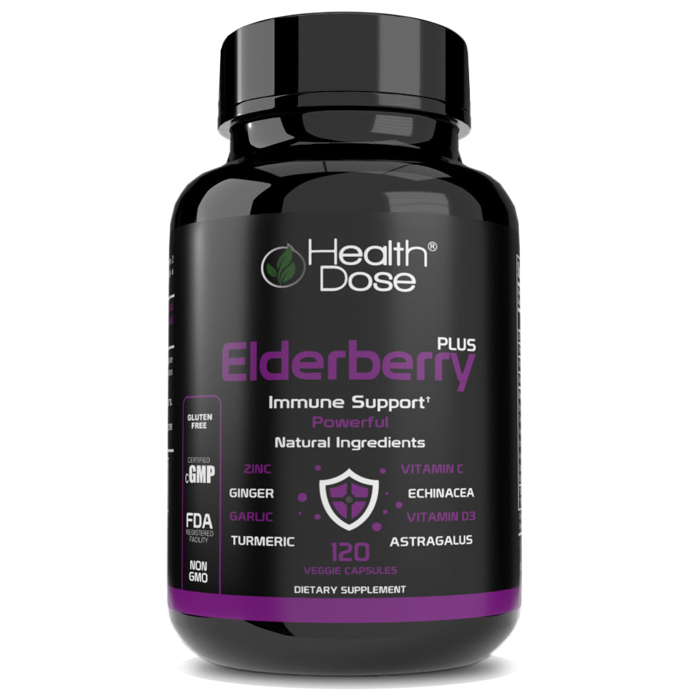 Elderberry Immunedose With Vitamin C, Turmeric, Zinc & More 120 Caps - healthdoseusa