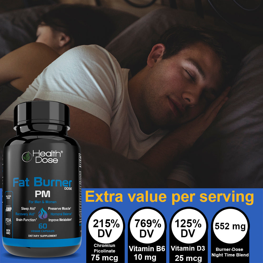Fat Burner PM. Sleep Aid & Brain Function Boost. 60 Softgels - healthdoseusa