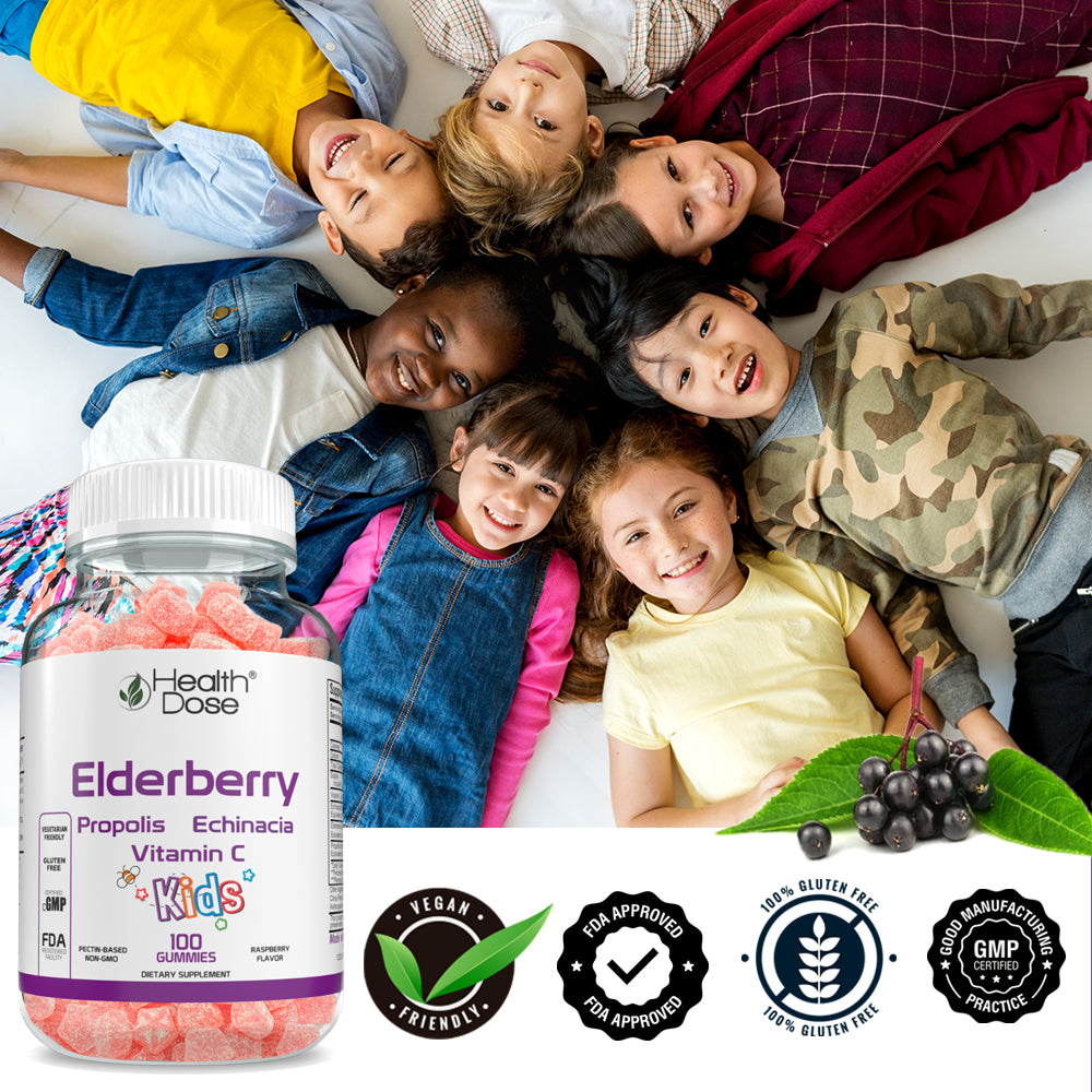 Elderberry Gummies. Immune System Support. For Kids. 100 Gummies - healthdoseusa