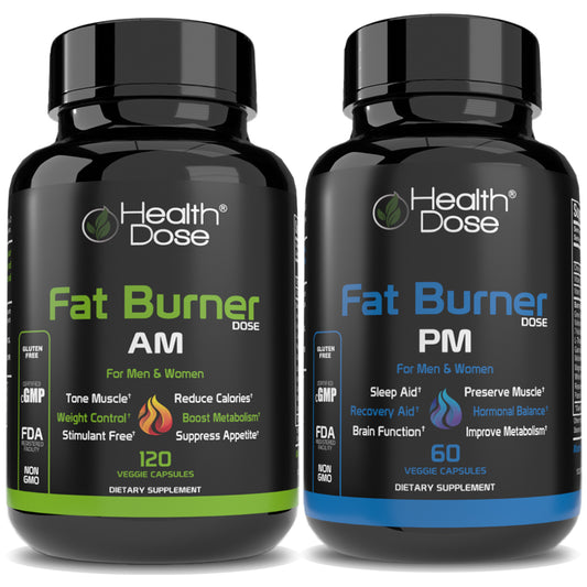 Fat Burner Kit - AM Daytime + PM Nighttime. Weigh Loss. 180 Capsules - healthdoseusa